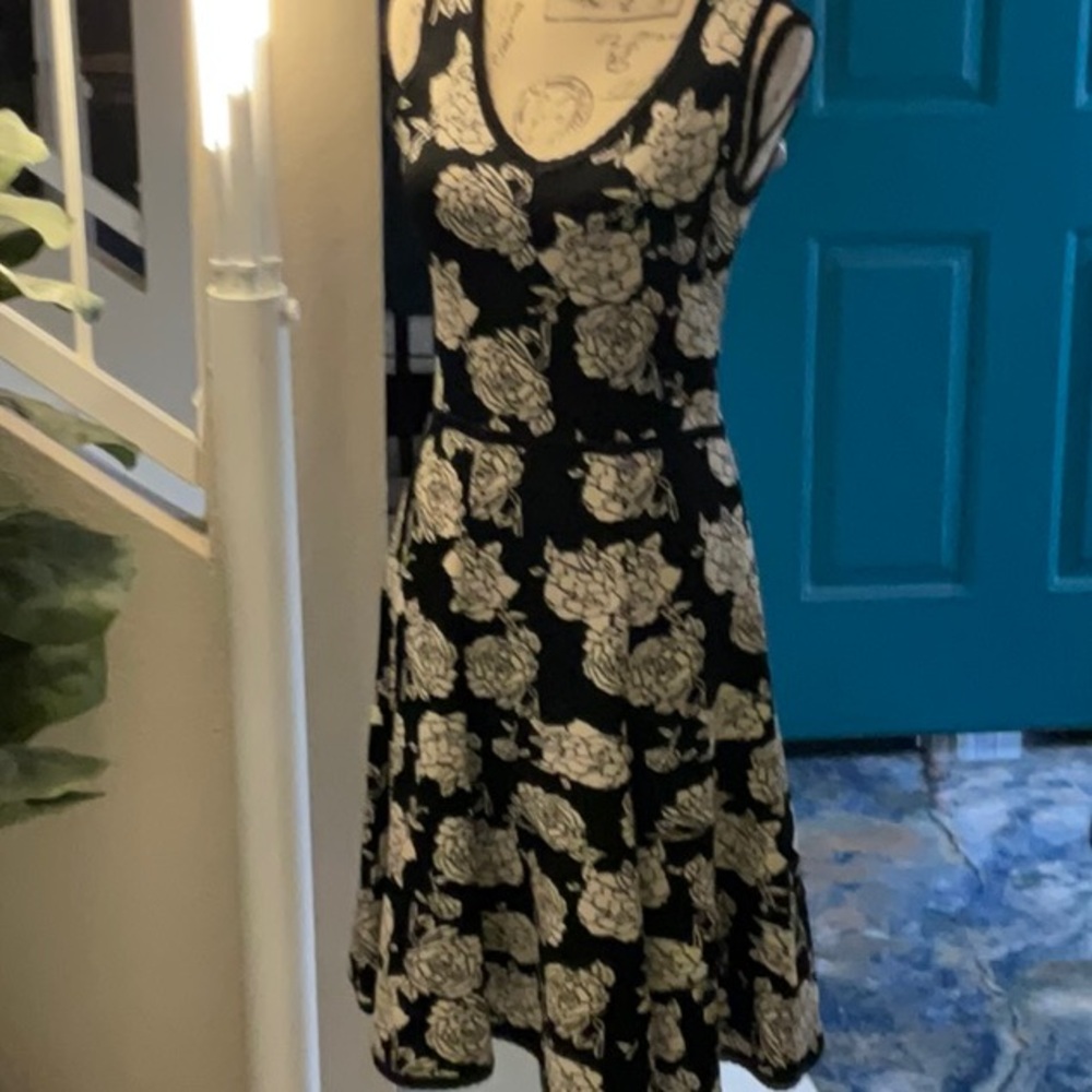 ZAC by Zac Posen black & white knit fit and flare dress.  Size M